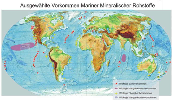 Ausgewählte Vorkommen mariner mineralischer Rohstoffe