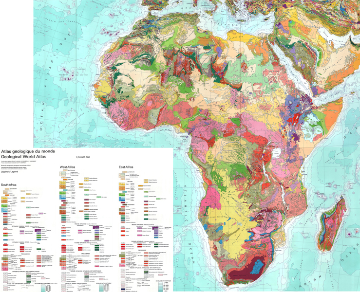 Geological Map Of Africa Digital By Cgmw Unesco 1985 Map Africa